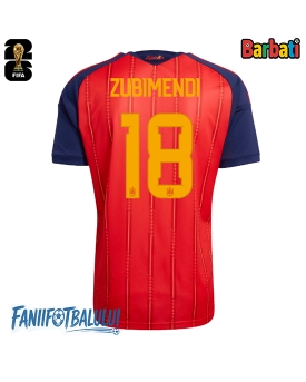 Spania Martin Zubimendi #18 Tricou Fotbal Replică Mondial 2026 Barbati Acasa